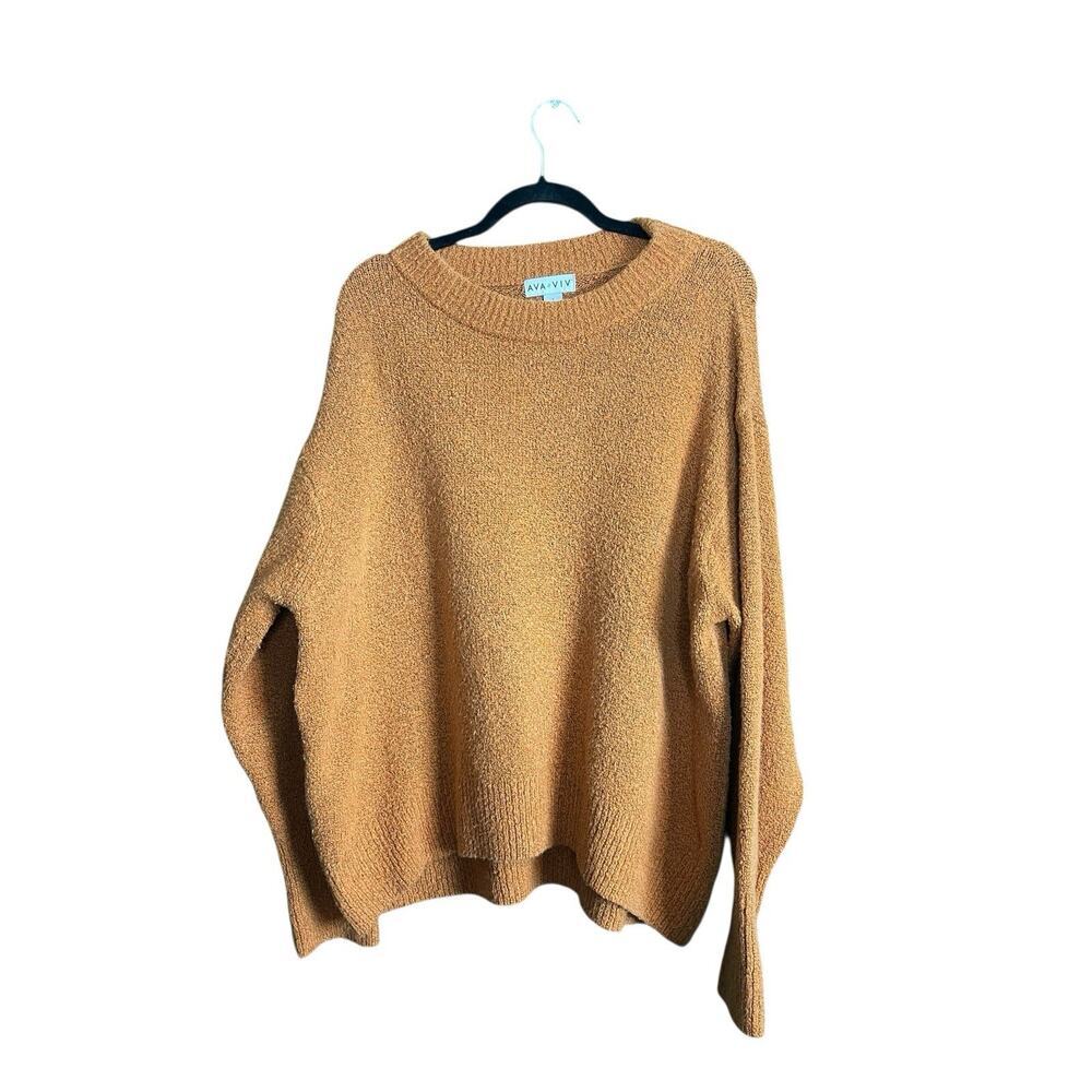 Ava & Viv Women Orange Long Raglan Sleeve Pullover Sweater Size XL - Picture 5 of 7